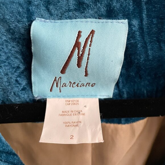 Stunning Marciano Woman's Teal Turquoise Crushed Velvet Blazer-Size 2 - Picture 2 of 12